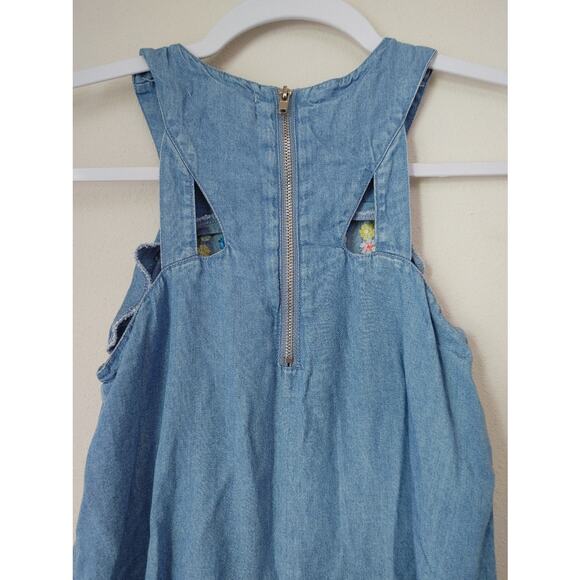 Gianni Bini Dress Girls Chambray Sleeveless Embroidered Floral Maxi Medium - Picture 4 of 5